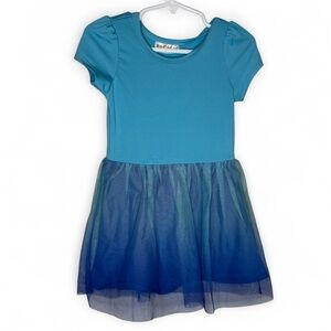 NWT Dot Dot Smile Teal and Blue Tulle Overlay Cap Sleeve Toddler Dress Size 2T